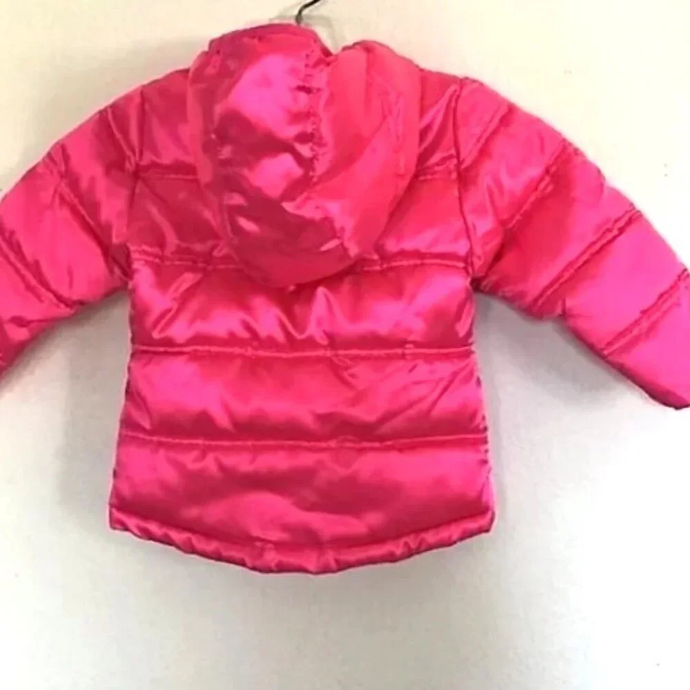 HEALTHTEX INFANT GIRLS HOT PINK SHINY  SNOW COAT HOOD BABY SKI JACKET 24M